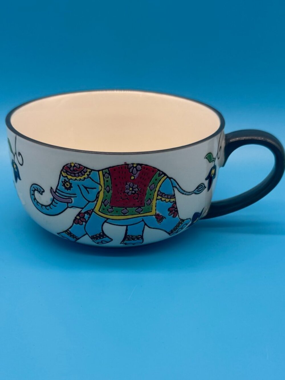 Nature’s Home Colorful Elephant Floral Oversized Ceramic Coffee Tea Mug